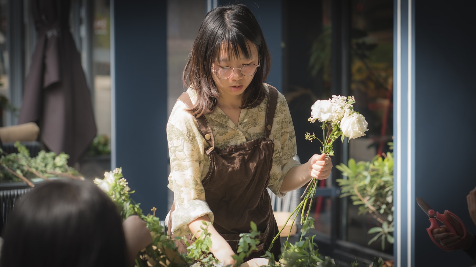 Fresh flowers being prepared